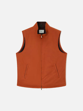 Gilet Edgar orange ciré avec doublure teddy 