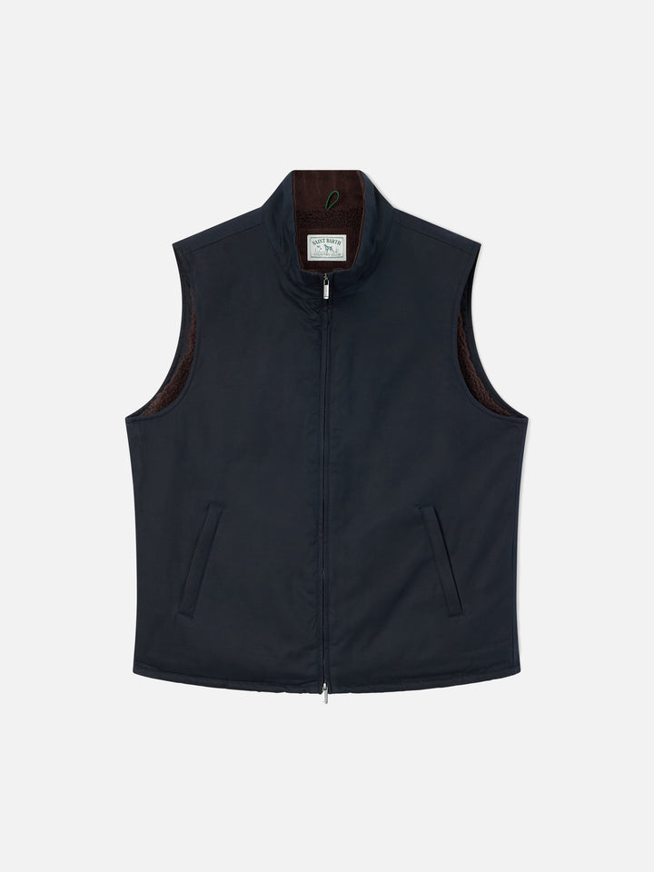 Gilet Edgar blu navy cerato con fodera in teddy