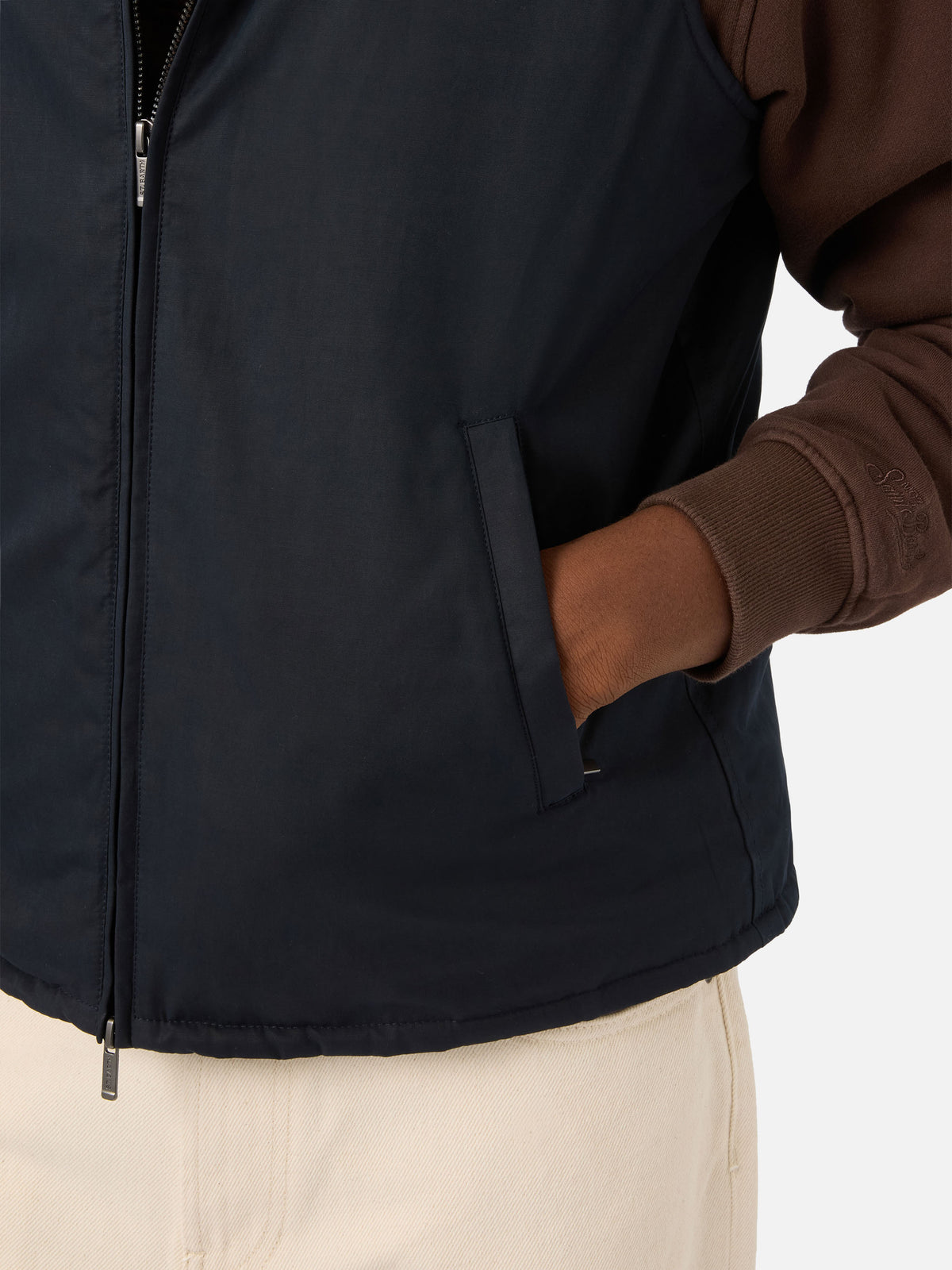 Gilet ciré Edgar Navy blue avec doublure teddy 