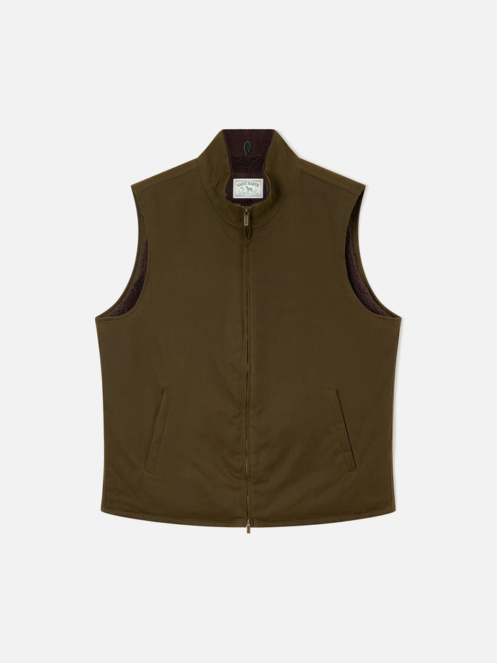 Gilet Edgar verde cerato con fodera in teddy