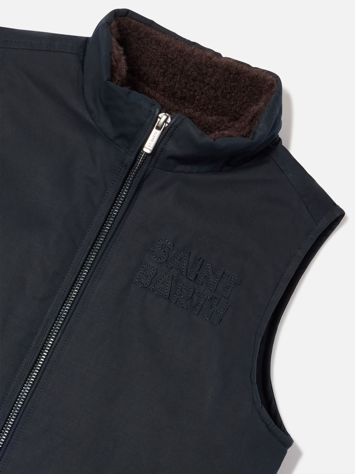 Chaleco encerado Edgar Navy blue con cuello de pana 
