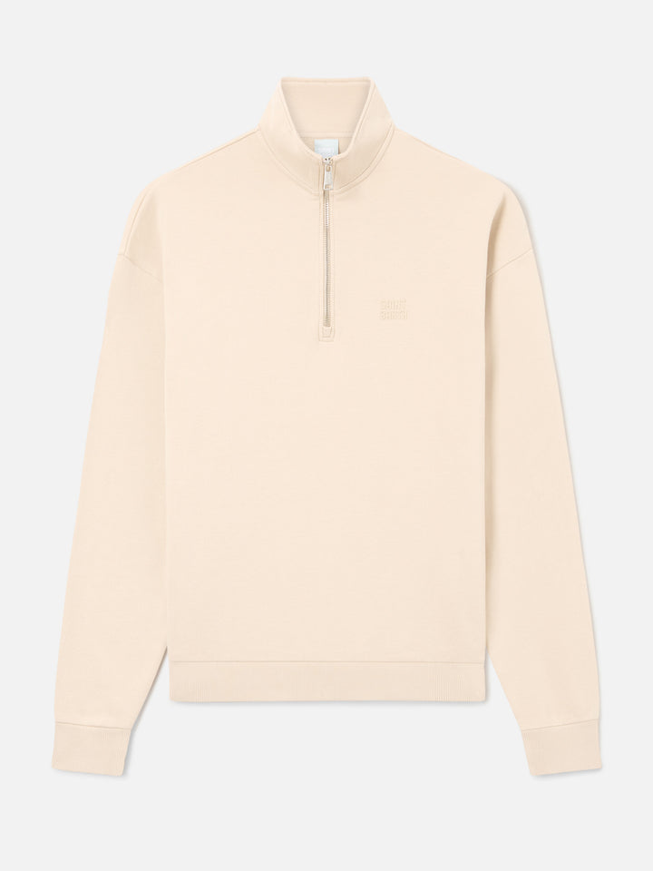 Sudadera beige Eliade con media cremallera y bordado del logo 