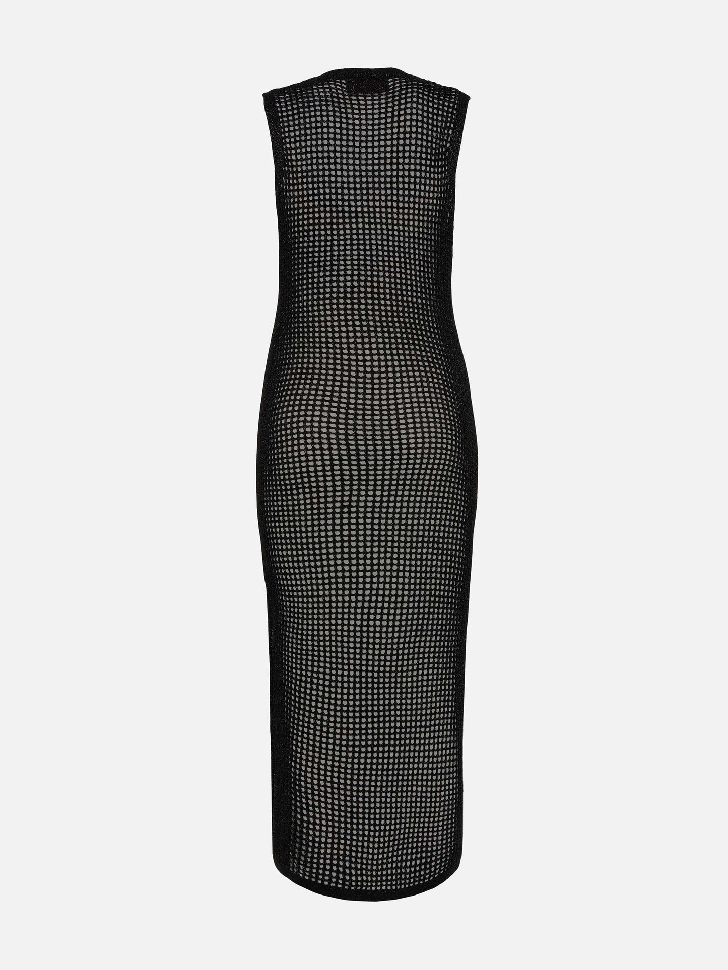 Abito lungo Eileen in rete crochet lurex nero