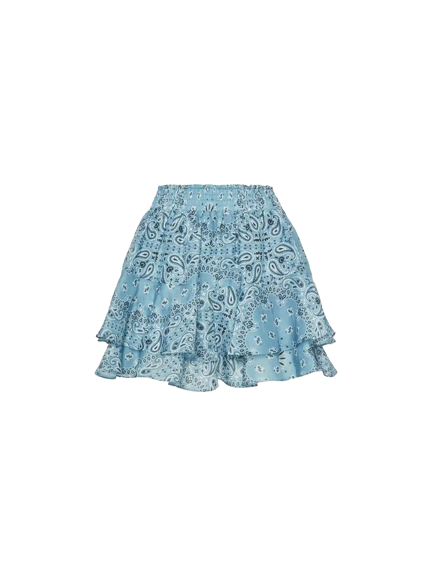 Eivissa ruffled mini skirt in silk voile with bandanna print