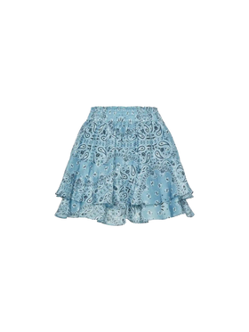 Eivissa ruffled mini skirt in silk voile with bandanna print