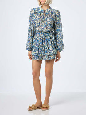 Woman silk voile ruffled mini skirt Eivissa - MC2 Saint Barth