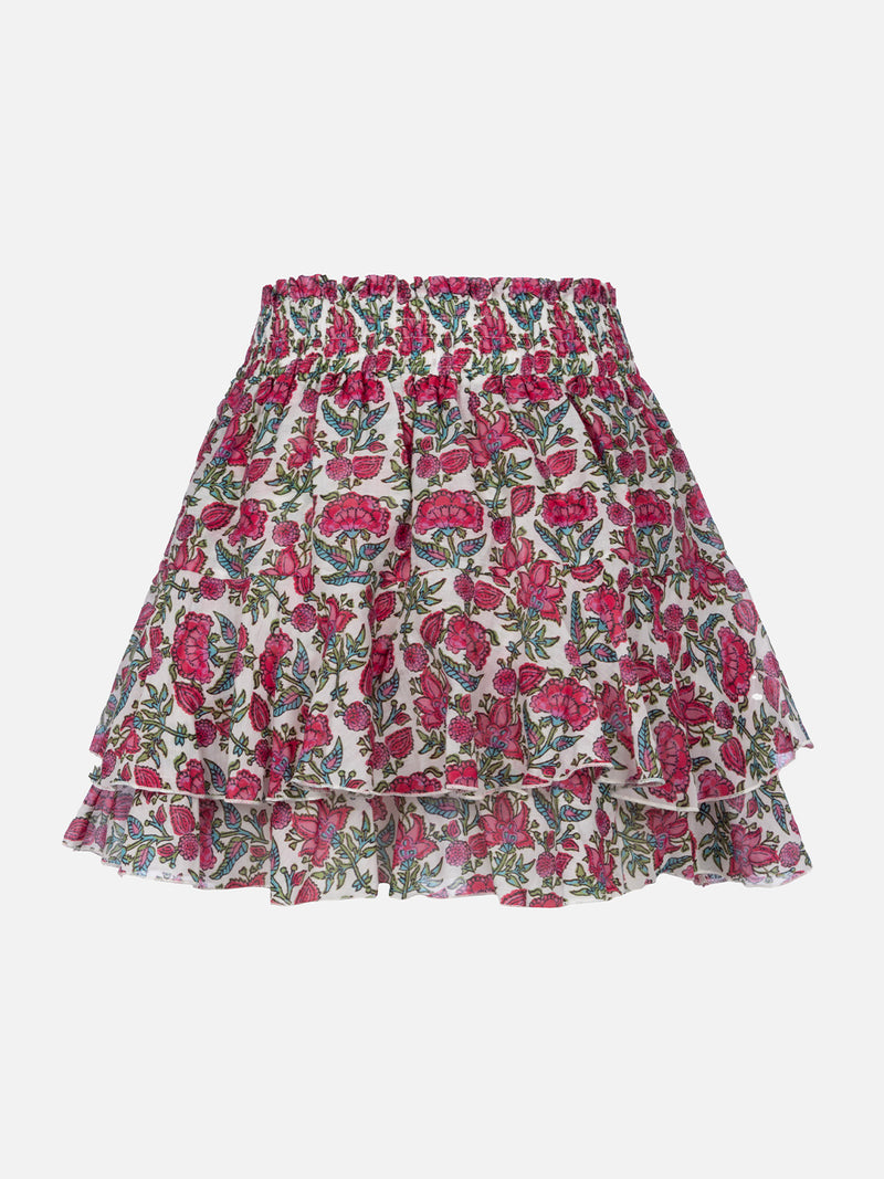 Woman silk voile ruffled mini skirt Eivissa