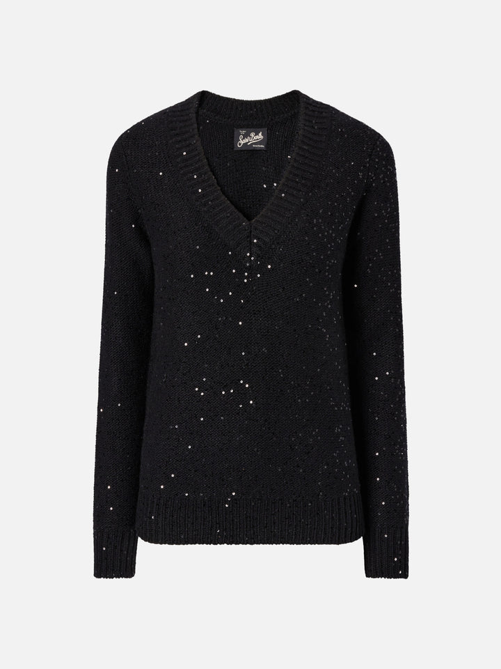 Maglione Eleara nero con pailettes