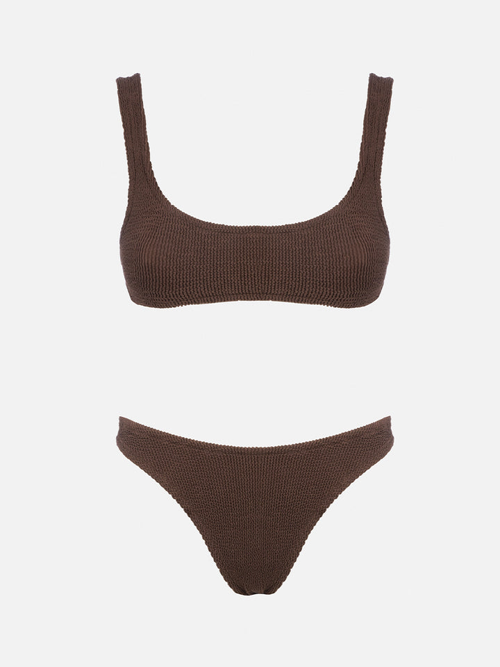 Braunes Crinkle-Bralette-Bikini Naima Elise 