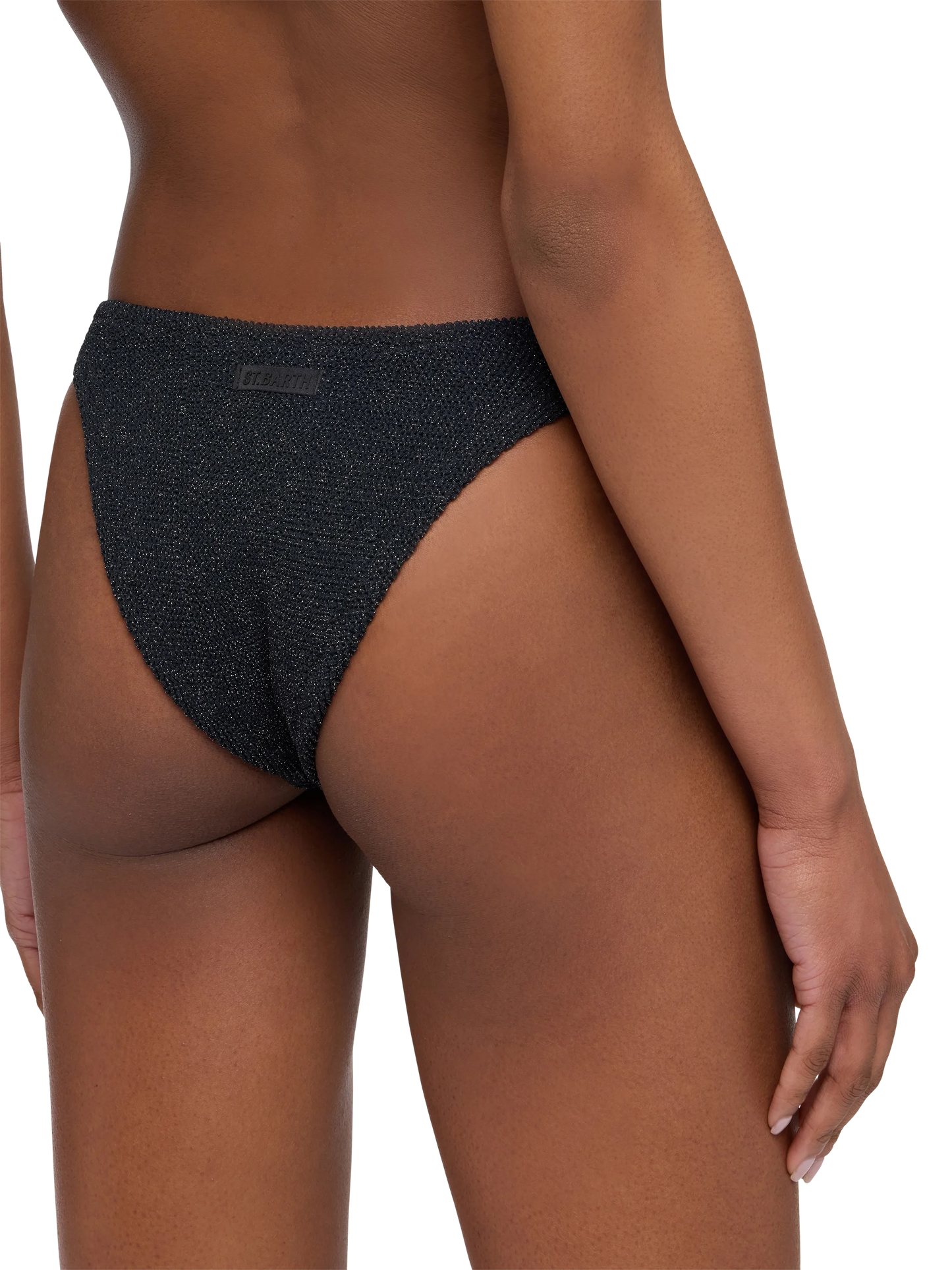 Bikini a fascia Yulia Elise in crinkle lurex nero