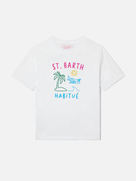 Portland Jr t-shirt with Habitué embroidery on front and back