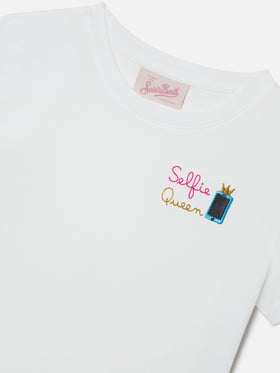 T-shirt Elly bianca con ricamo Selfie Queen