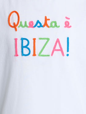 Girl cotton jersey crewneck t-shirt Elly with Questa è Ibiza embroidery - MC2 Saint Barth