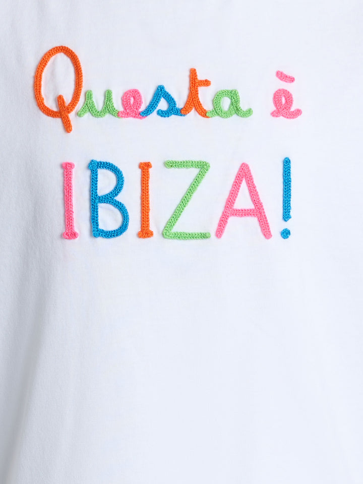 T-Shirt Elly aus Baumwolljersey mit Rundhalsausschnitt für Mädchen mit Questa è Ibiza-Stickerei