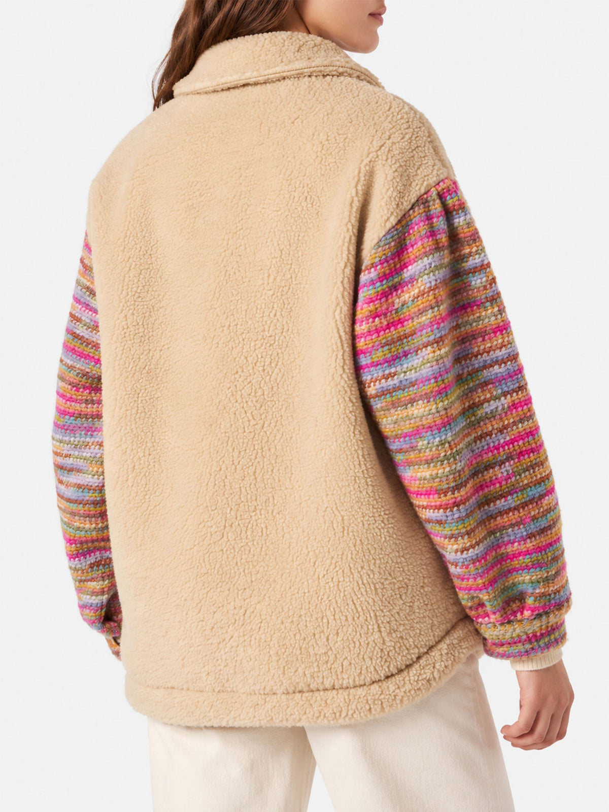 Chaqueta Elys beige efecto sherpa con detalles de crochet 