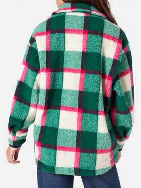 Veste surchemise Elys en sherpa à motif tartan 