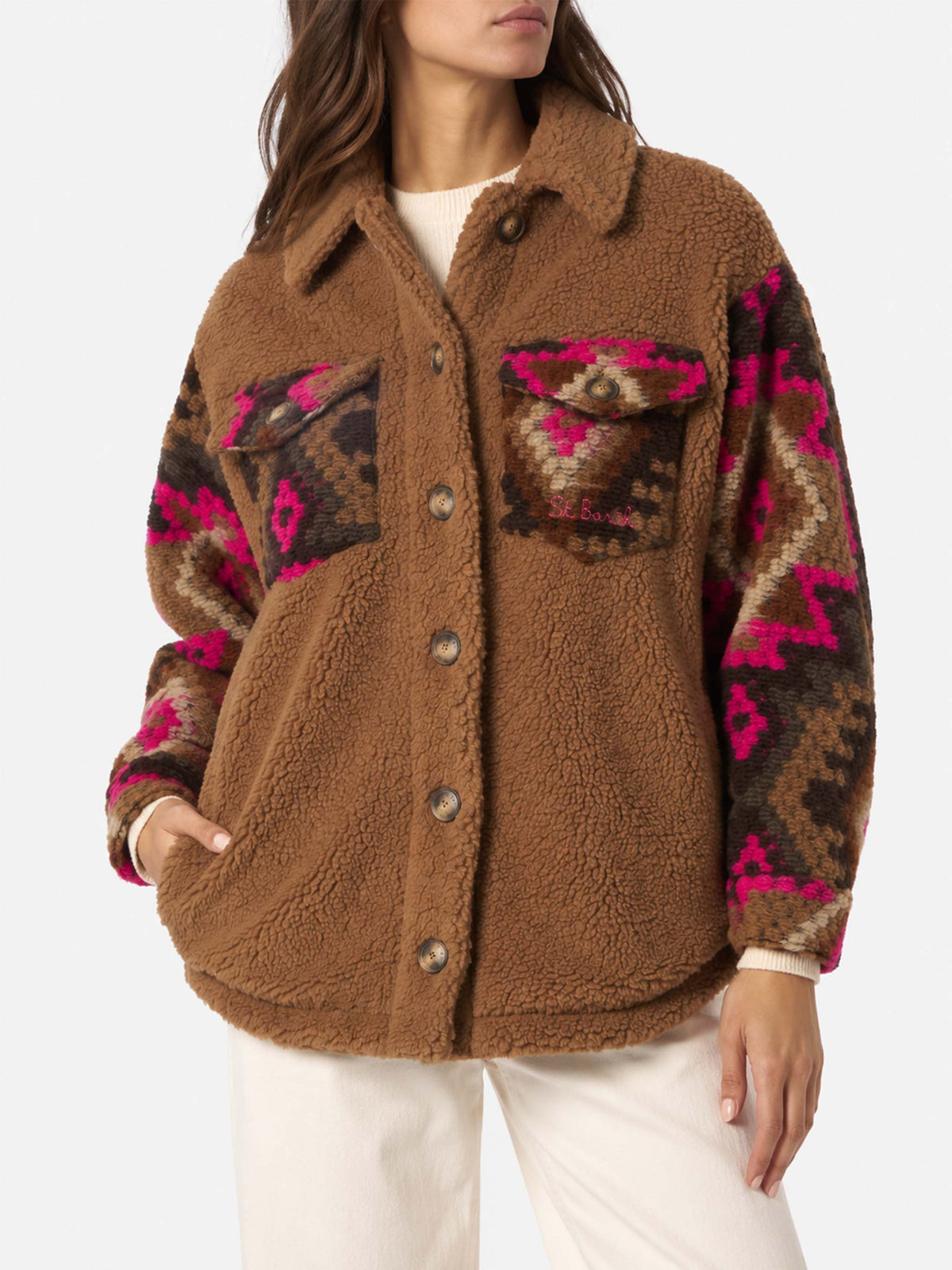 Surchemise Elys en sherpa à imprimé ethnique 