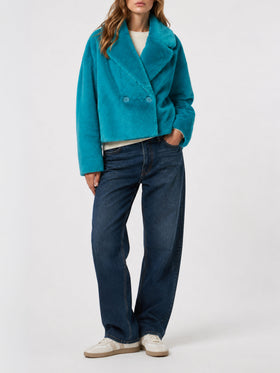 Teal furry Emelyn short jacket