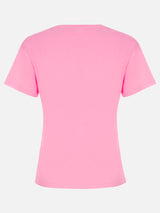 Woman pink cotton jersey crewneck t-shirt Emilie