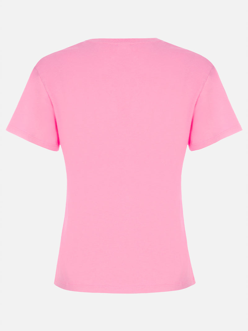 Woman pink cotton jersey crewneck t-shirt Emilie