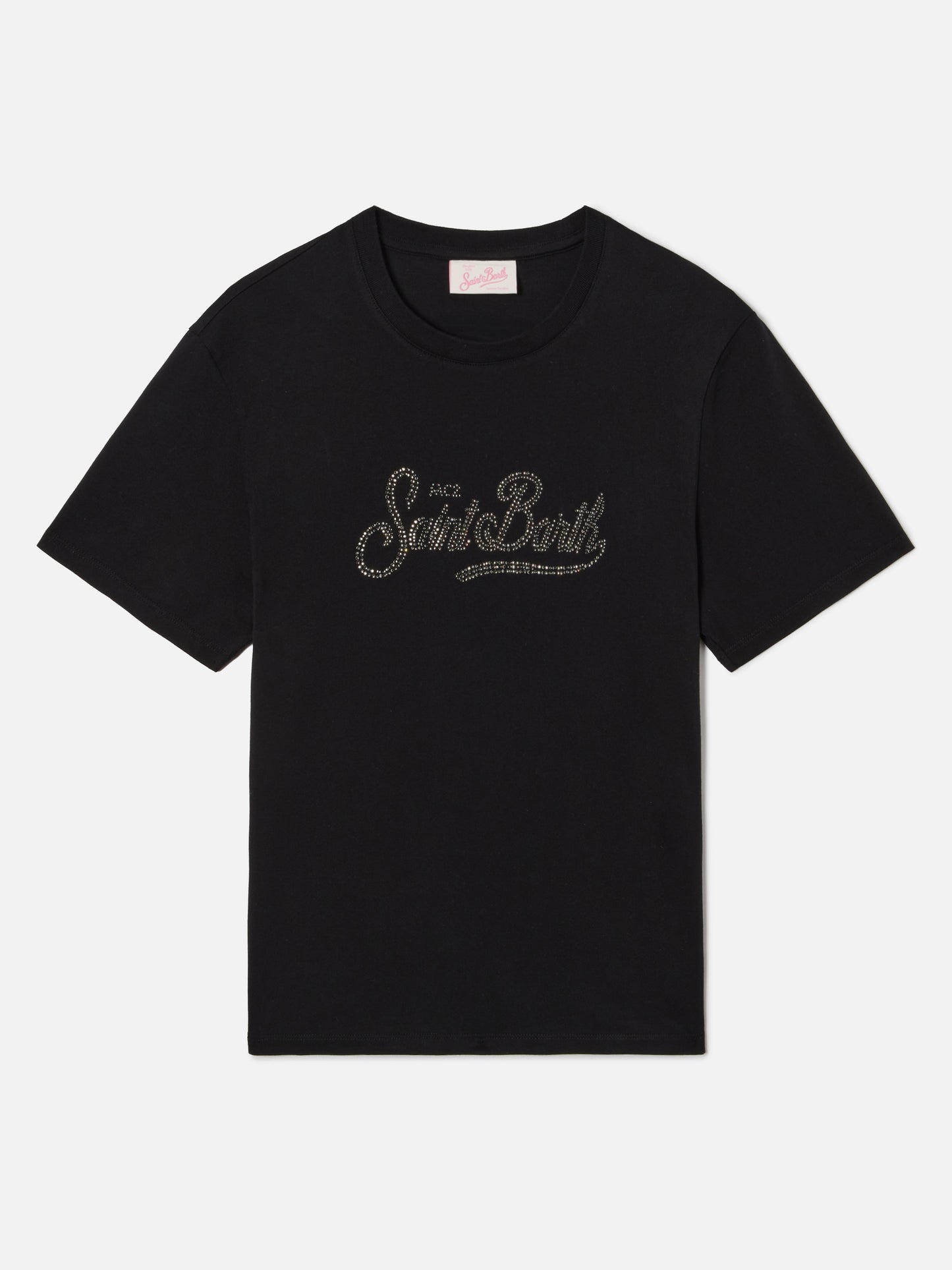 Black Emilie T-shirt with rhinestone logo