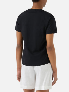 Black Emilie T-shirt with rhinestone logo