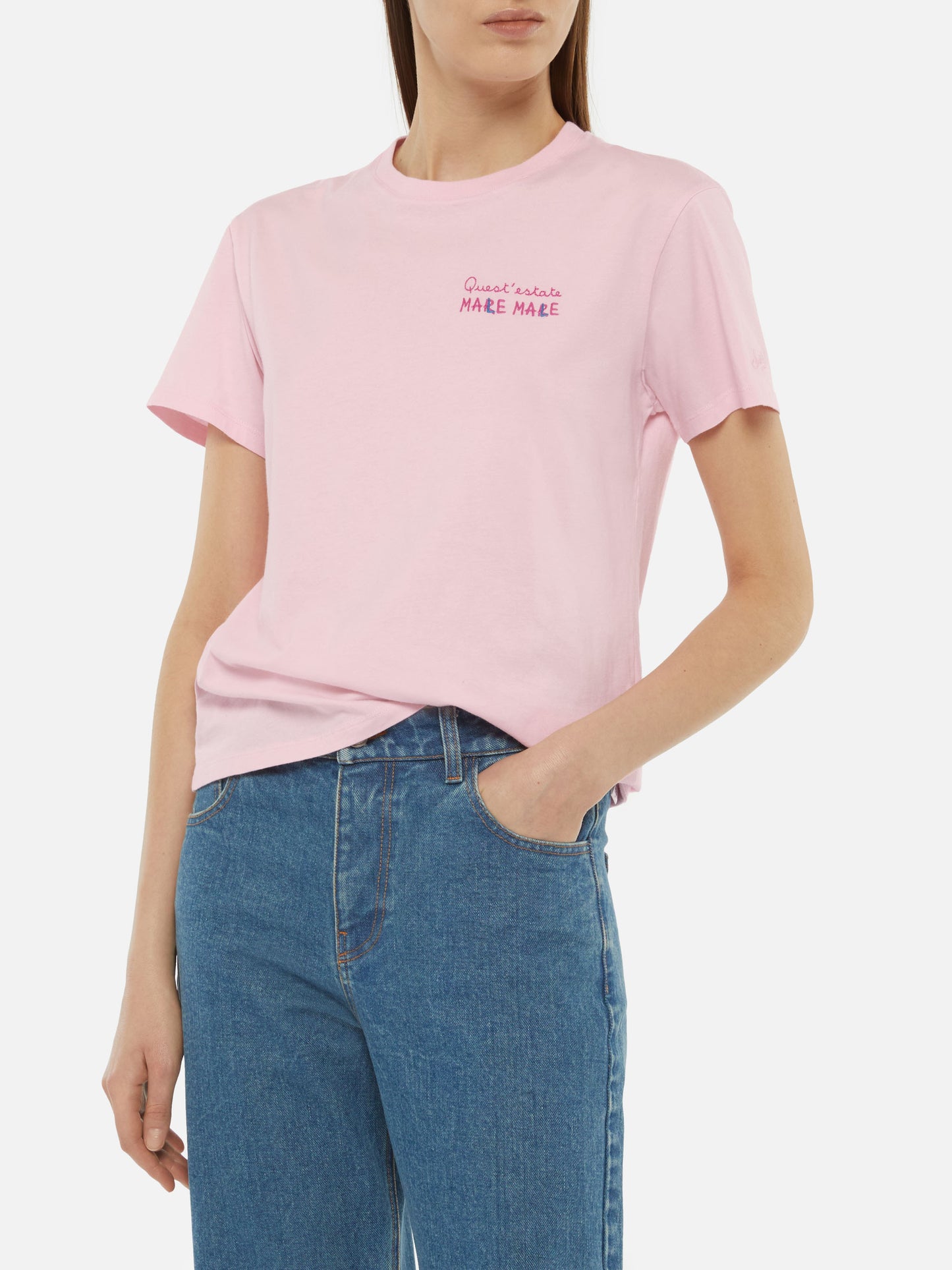 T-shirt Emilie in cotone con ricamo Mare Male