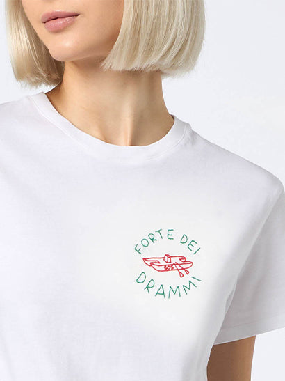 T-shirt in cotone con ricamo "Forte dei Drammi" | EDIZIONE SPECIALE INSULTI LUMINOSI