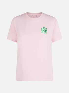 Pink Cotton t-shirt with St Barth tennis team print - MC2 Saint Barth