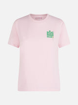 Pink Cotton t-shirt with "St Barth tennis team" print