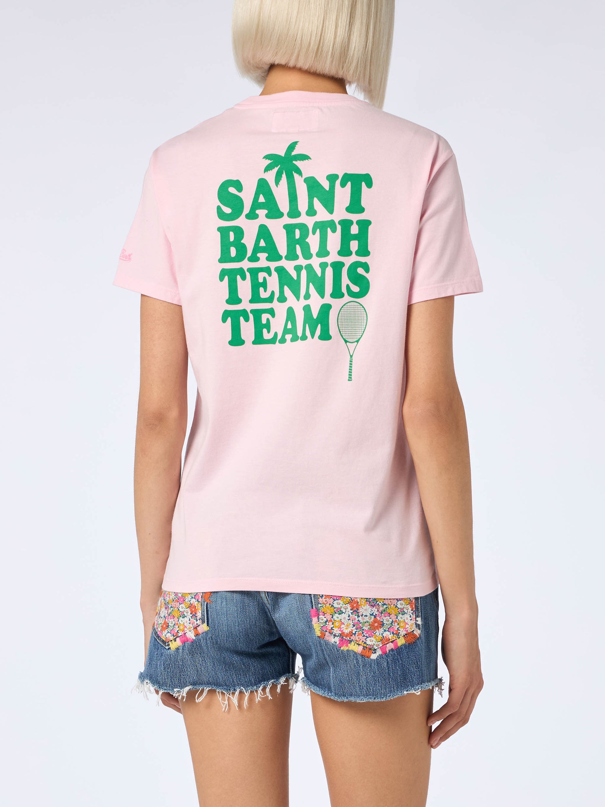Pink Cotton t-shirt with St Barth tennis team print - MC2 Saint Barth