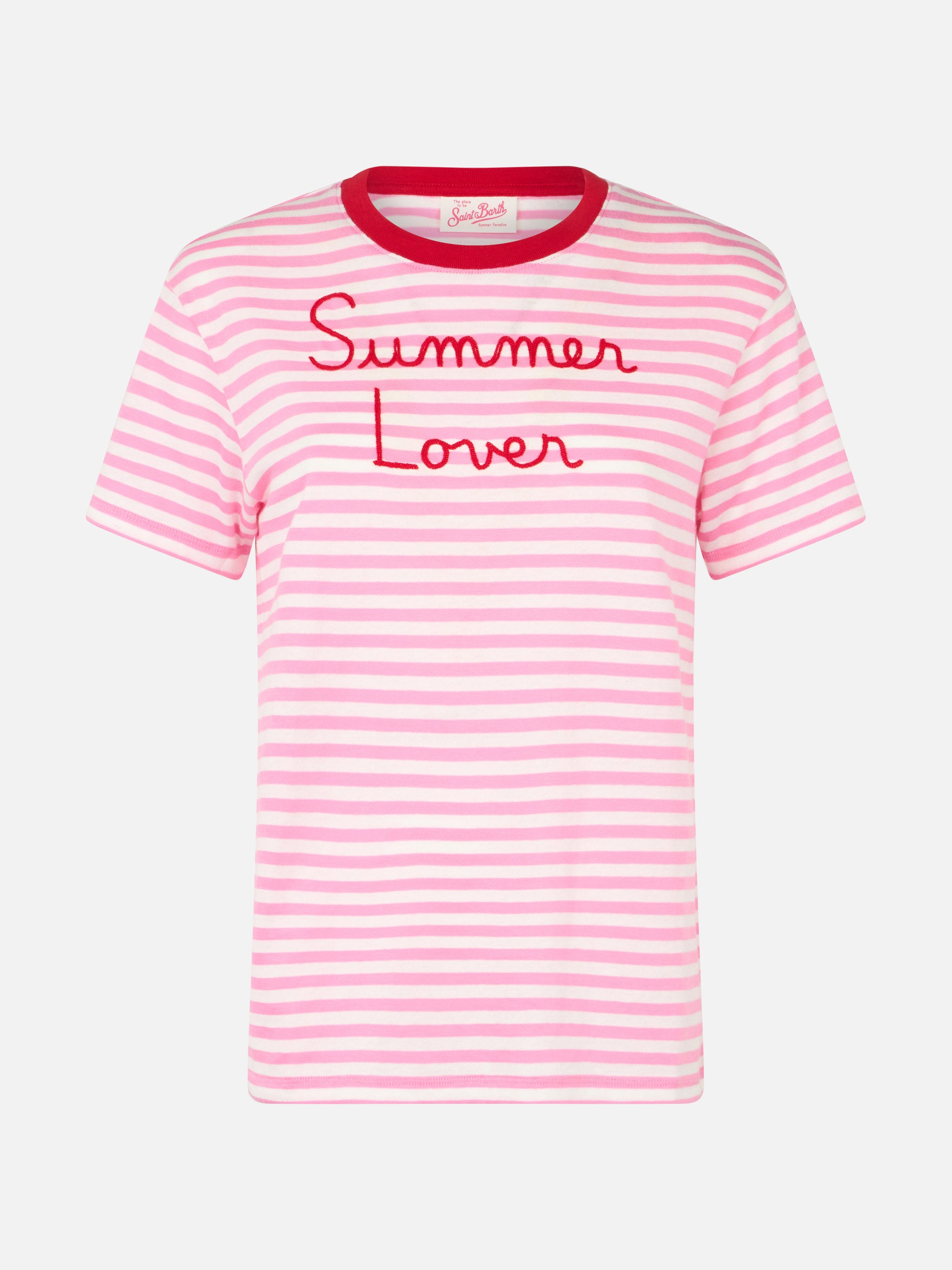 Striped Emilie cotton t-shirt with Summer Lover embroidery – MC2