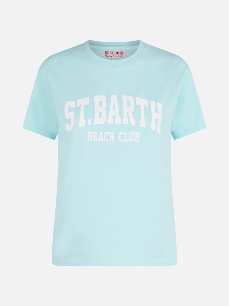 T-shirt girocollo in jersey di cotone da donna Emilie con stampa St. Barth beach club