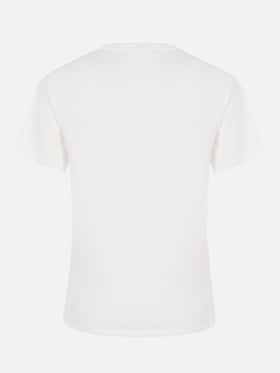 Woman cotton jersey crewneck t-shirt Emilie with Barbie logo print | BARBIE SPECIAL EDITION