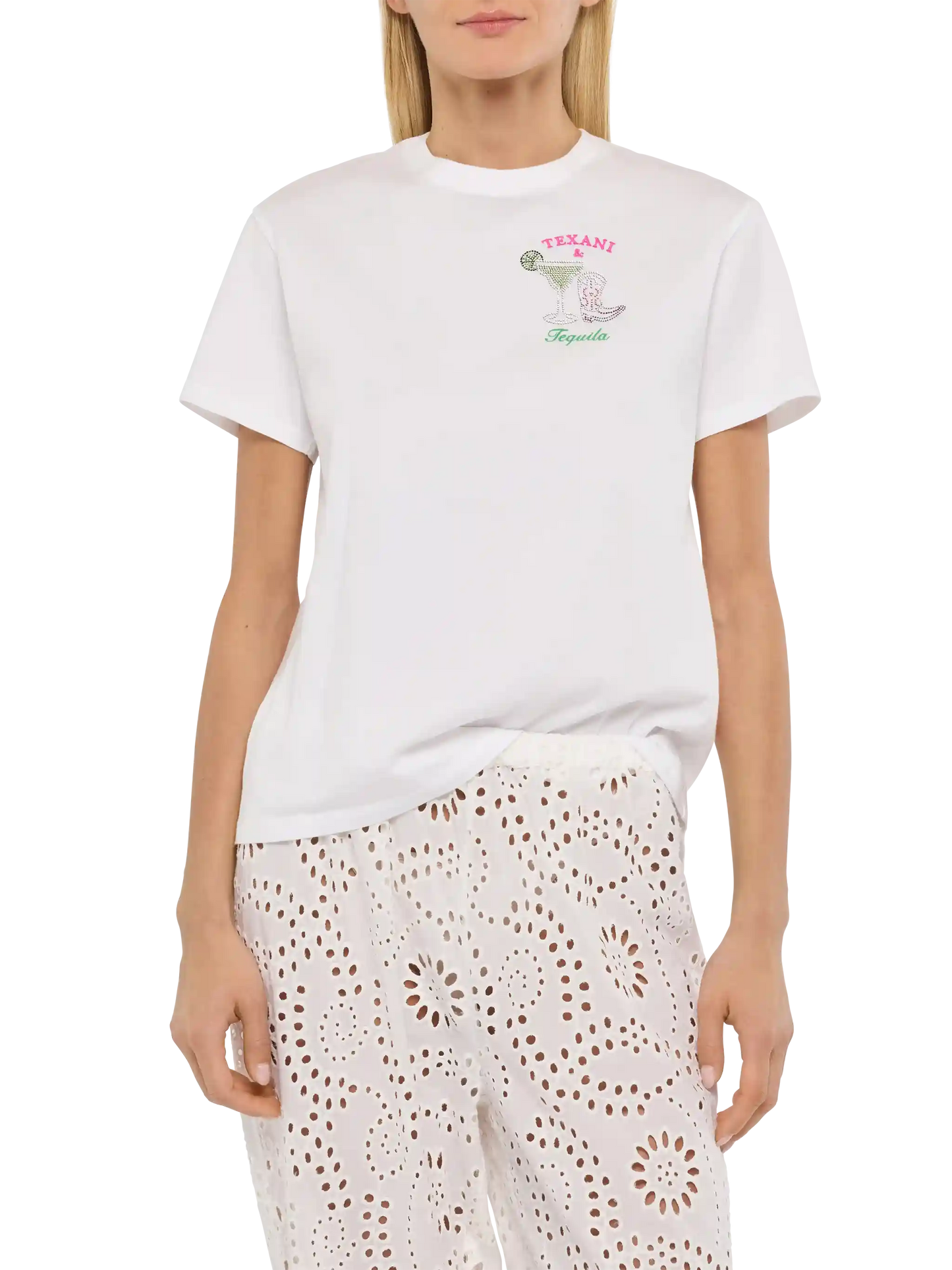 Emilie cotton t-shirt with Texani & Tequila embroidery