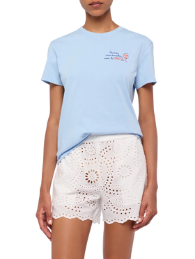 Emilie cotton t-shirt with Guarda come dondolo con lo spritz embroidery - MC2 Saint Barth
