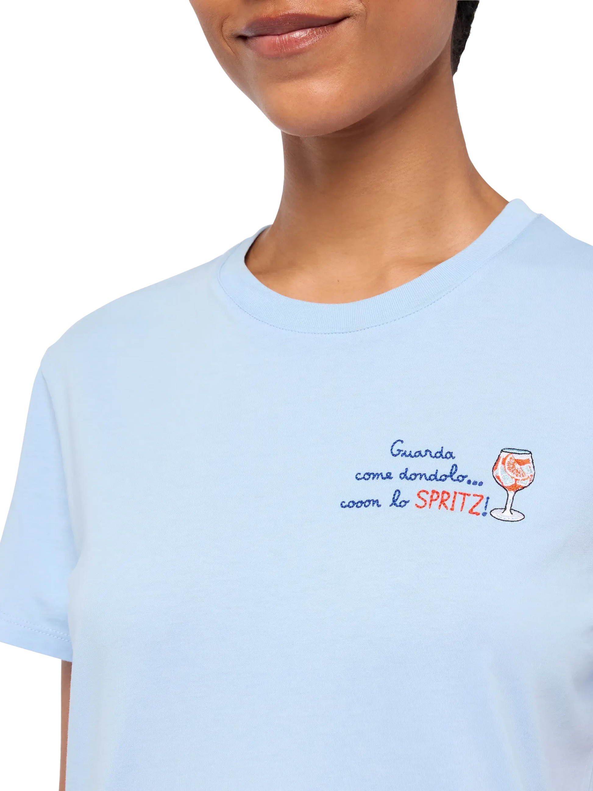 Emilie cotton t-shirt with Guarda come dondolo con lo spritz embroidery - MC2 Saint Barth