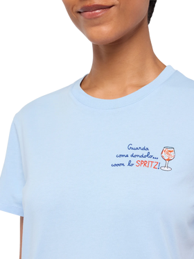 Emilie cotton t-shirt with Guarda come dondolo con lo spritz embroidery - MC2 Saint Barth