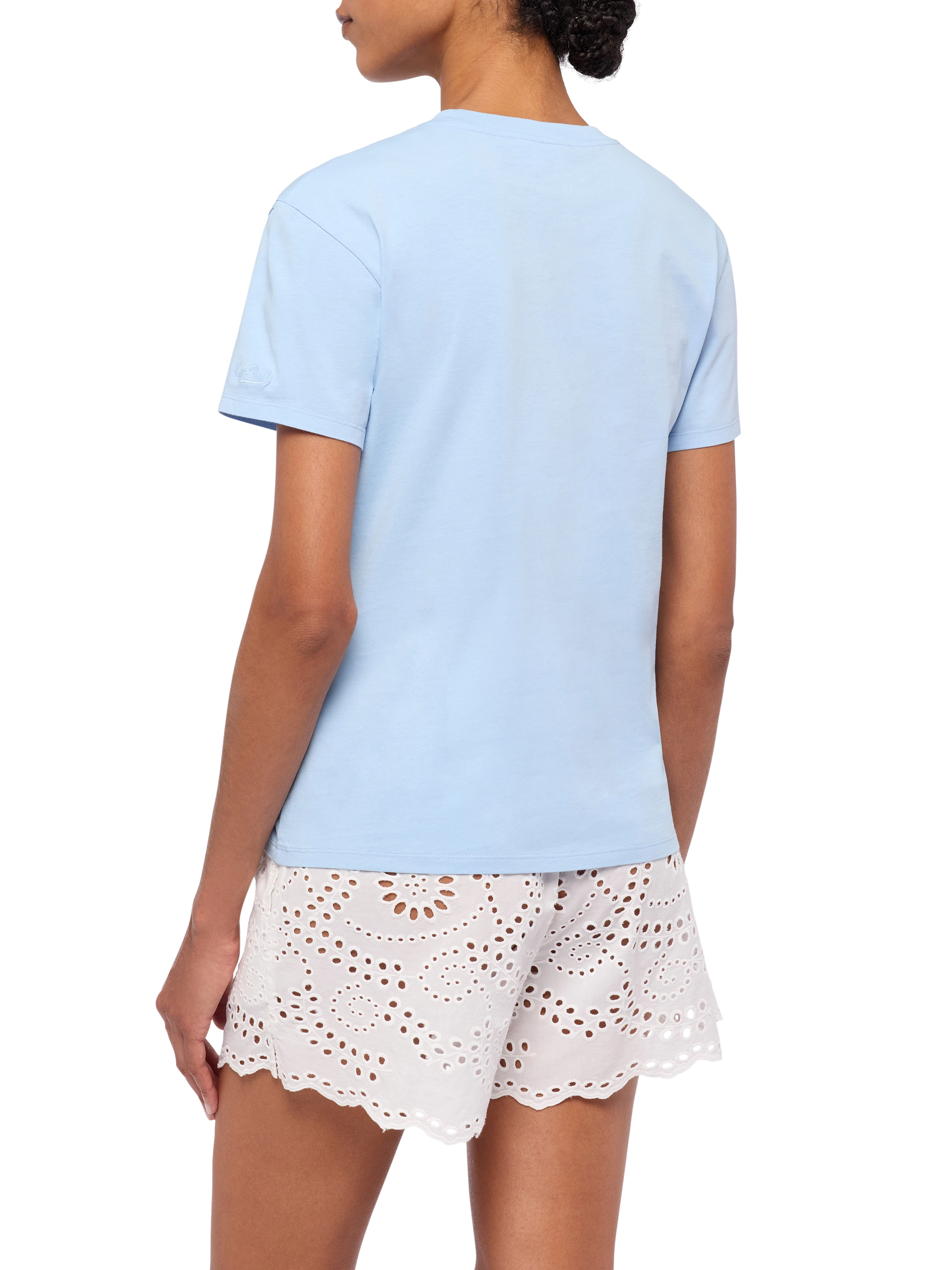 Emilie cotton t-shirt with Guarda come dondolo con lo spritz embroidery - MC2 Saint Barth