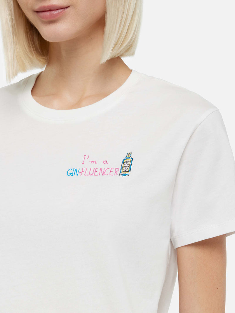 Emilie cotton t-shirt with GIN-fluencer embroidery