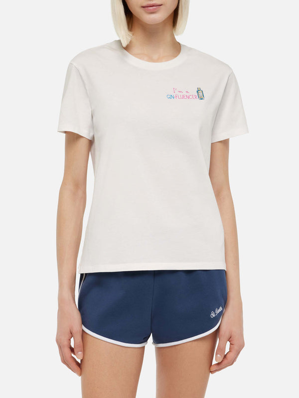 Emilie cotton t-shirt with GIN-fluencer embroidery