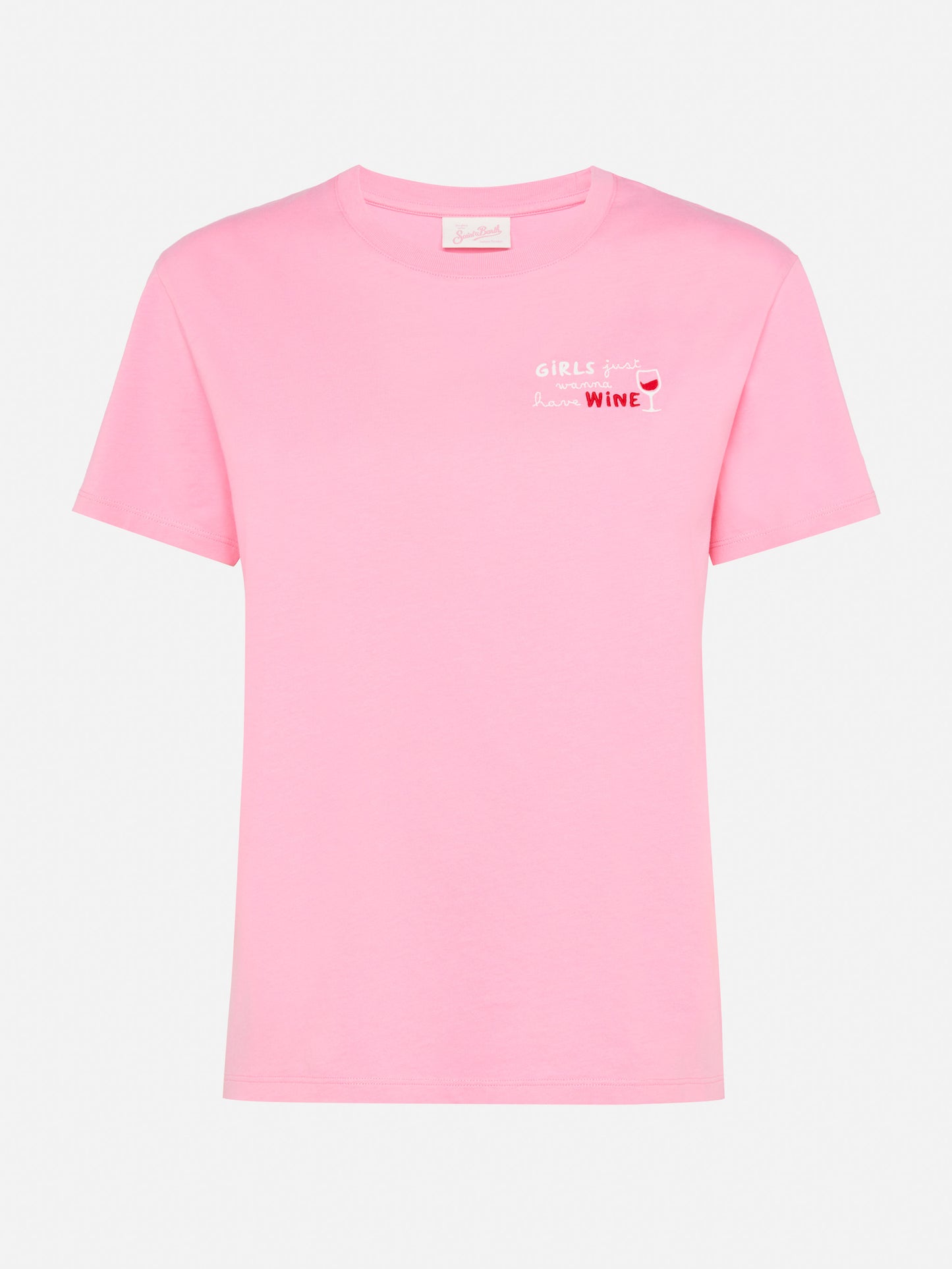 T-shirt Emilie in cotone con ricamo Girls just wanna have wine