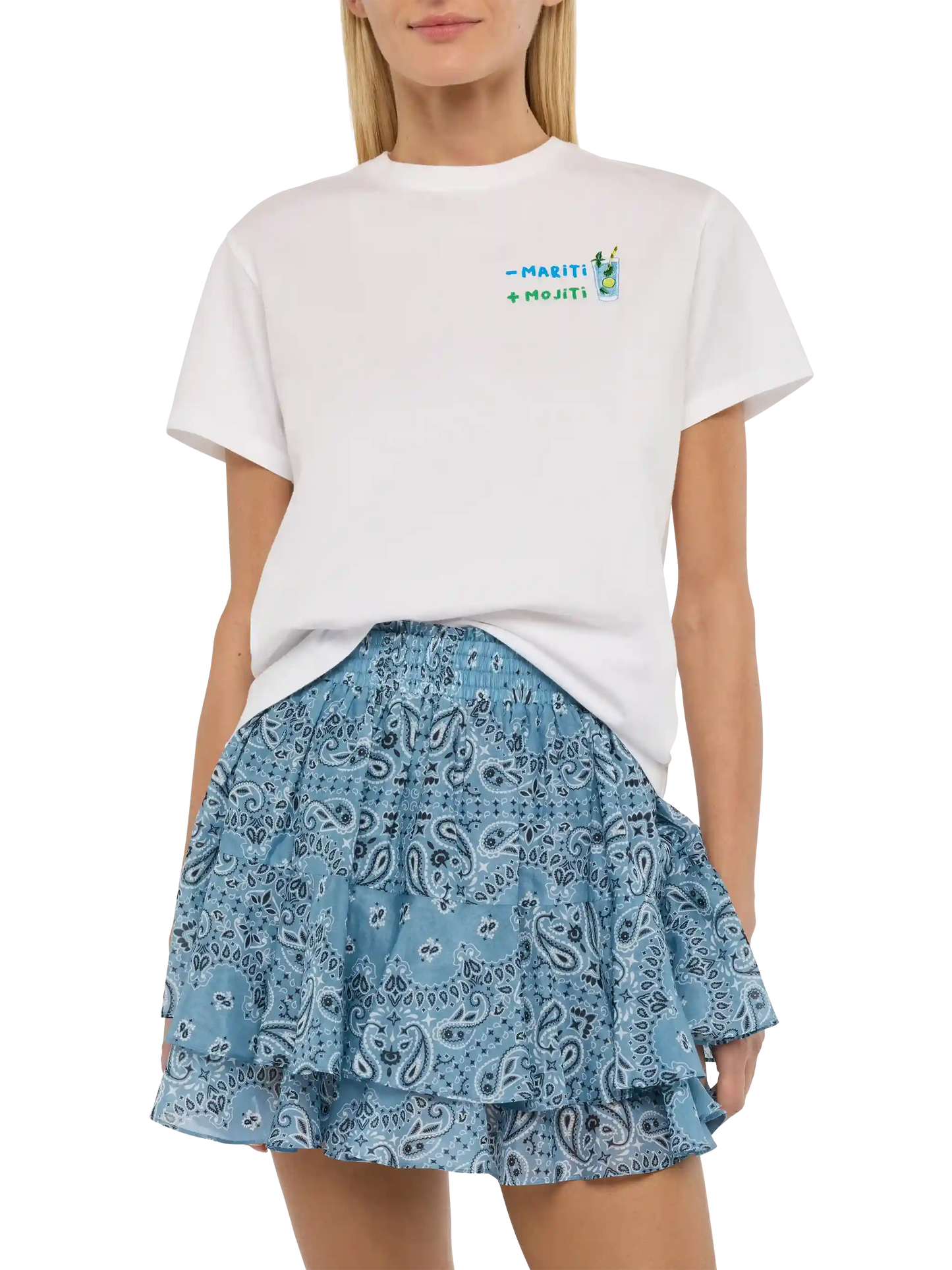 Emilie cotton t-shirt with - mariti + mojiti embroidery
