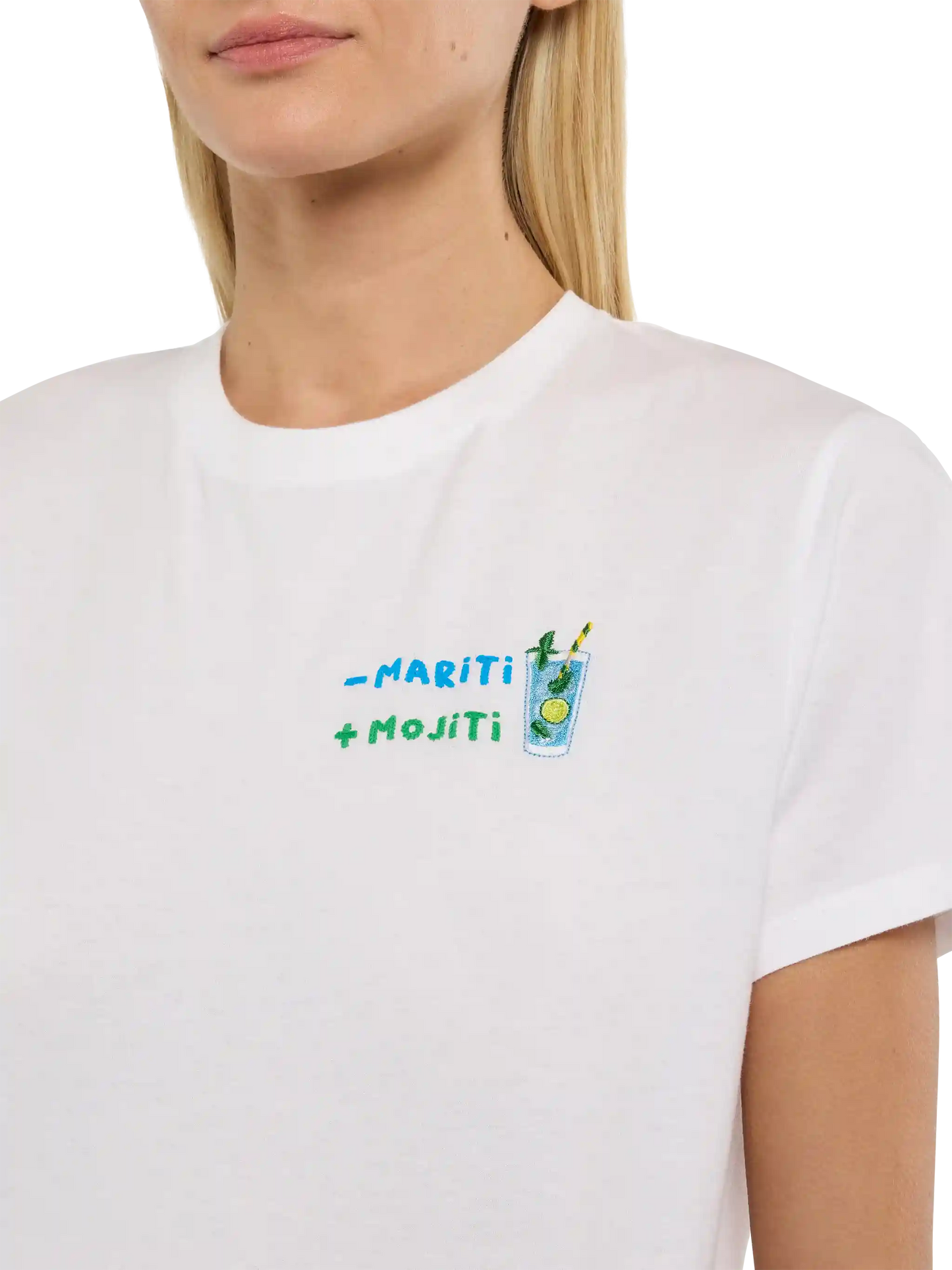 Emilie cotton t-shirt with - mariti + mojiti embroidery