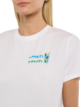 Emilie cotton t-shirt with - mariti + mojiti embroidery