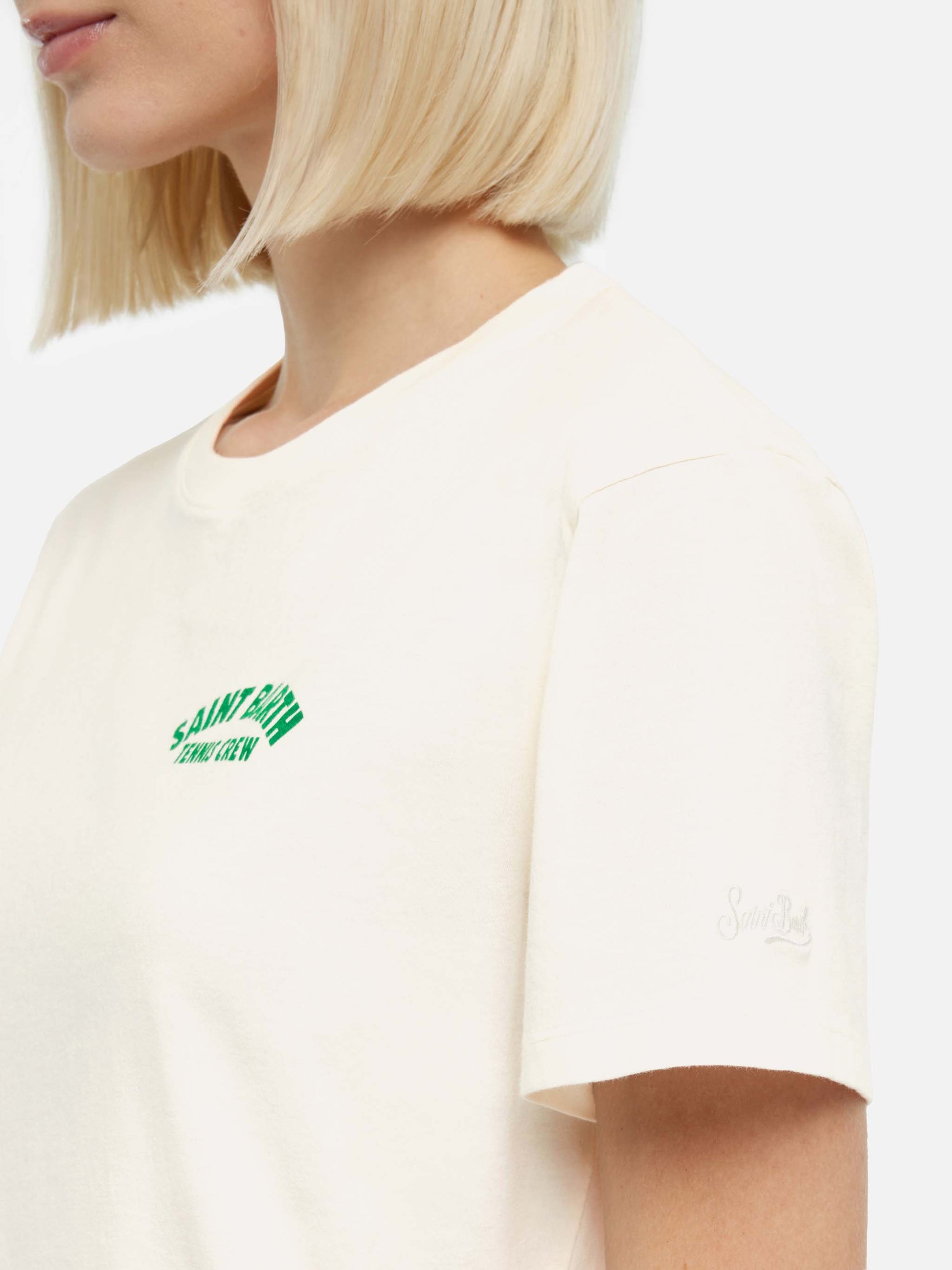 Emilie cotton t-shirt with Saint Barth tennis crew print - MC2 Saint Barth