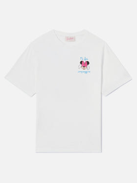Pink Emilie T-shirt with Minnie print and Mi fai impazzire embroidery | Special edition