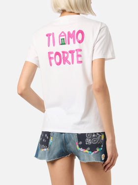 T-shirt girocollo in jersey di cotone da donna Emilie con stampa Ti Amo Forte | ALLE BOE SPECIAL EDITION