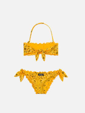 Mädchen-Bandeau-Bikini mit Bandana-Print