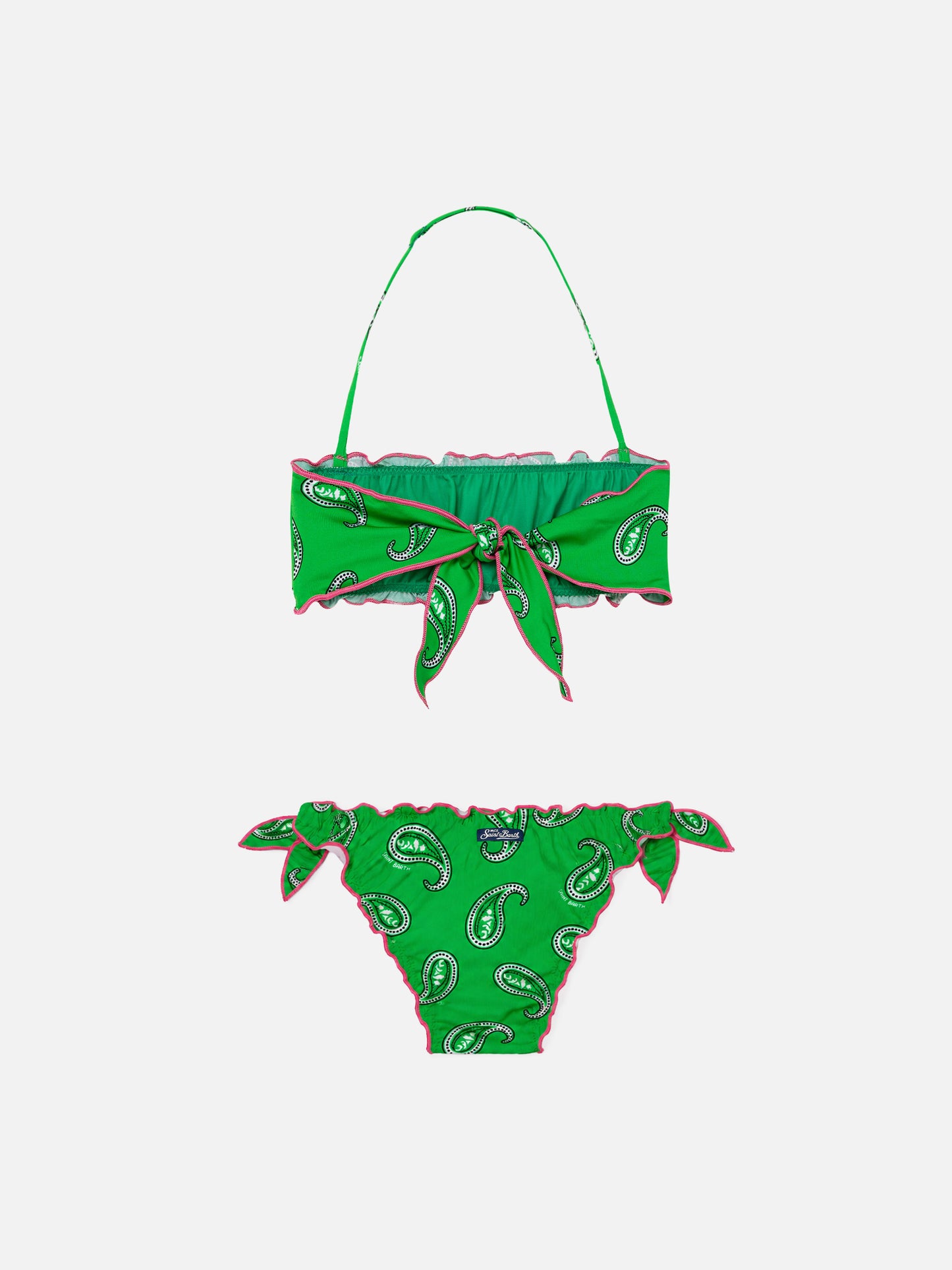 Bikini da bambina a fascia con stampa paisley